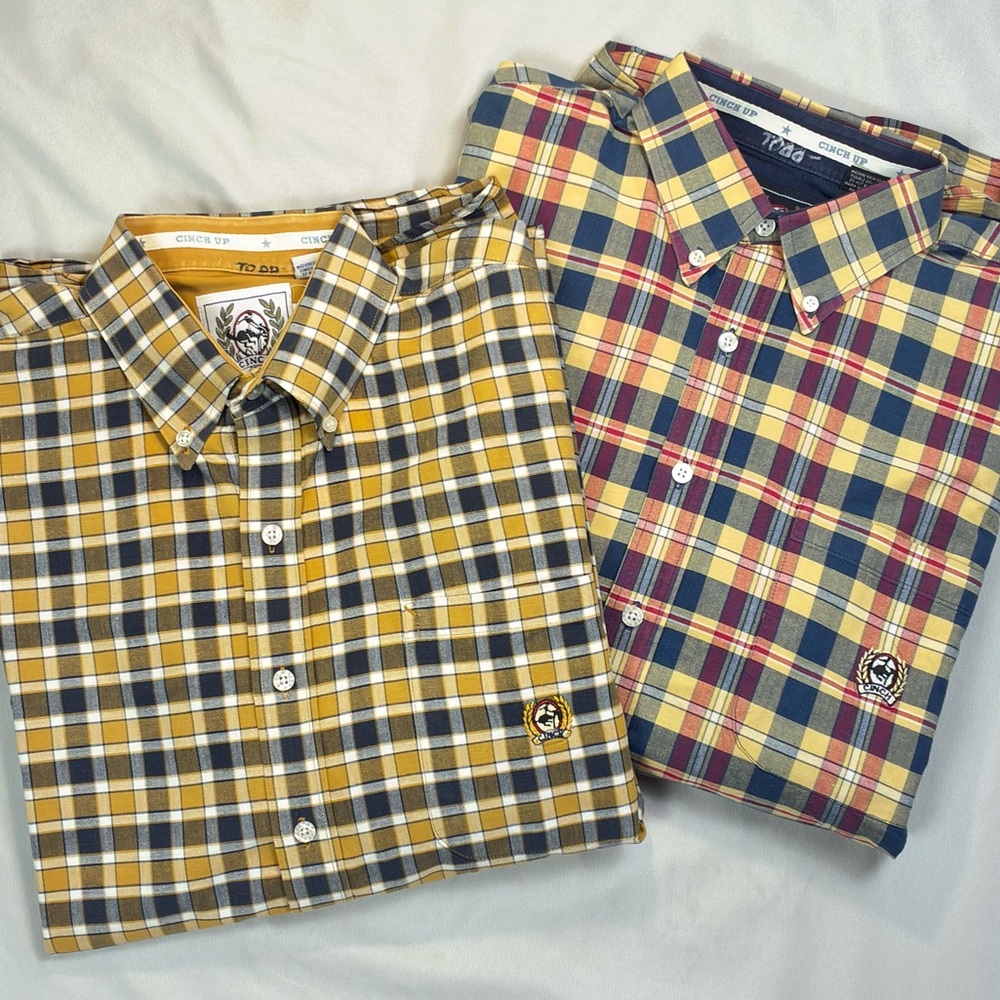 (Lot of 2) Cinch Miller Style Shirts Size Large Plaid Western Ranch Cowboy VTG